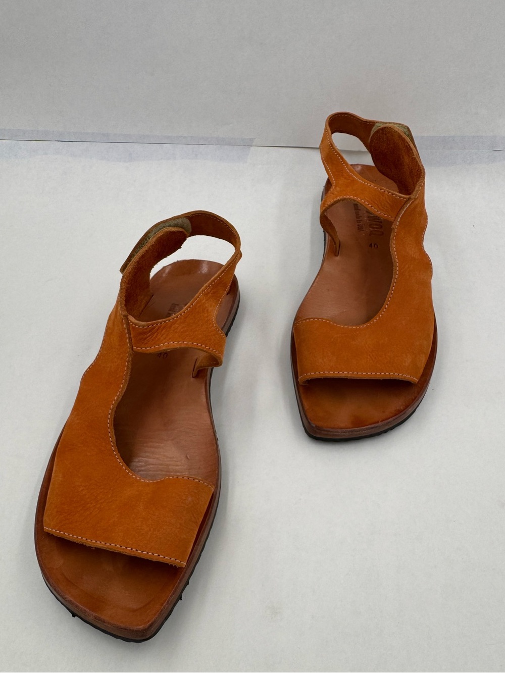 CYDWOQ Orange Suede Open Toe Ankle Thick Strap Sandals, Size EU 40 / US 9-9.5